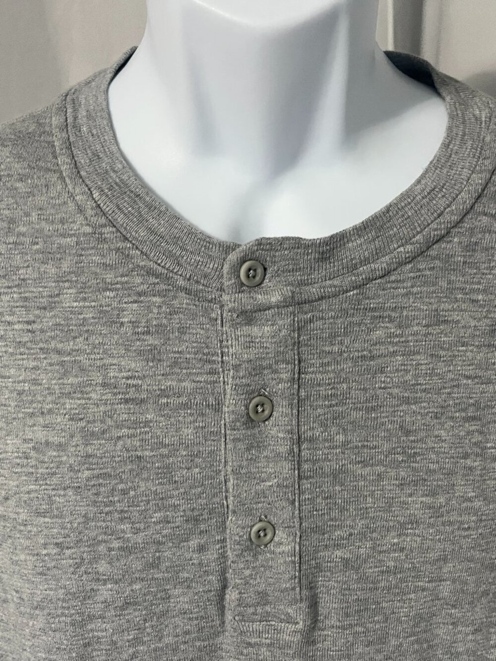 🖤 Reigning Champ Men’s Solid Gray Long Sleeve Henley Shirt M Mint Cond EUC 🧵
